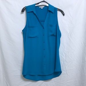 Blue button down tank